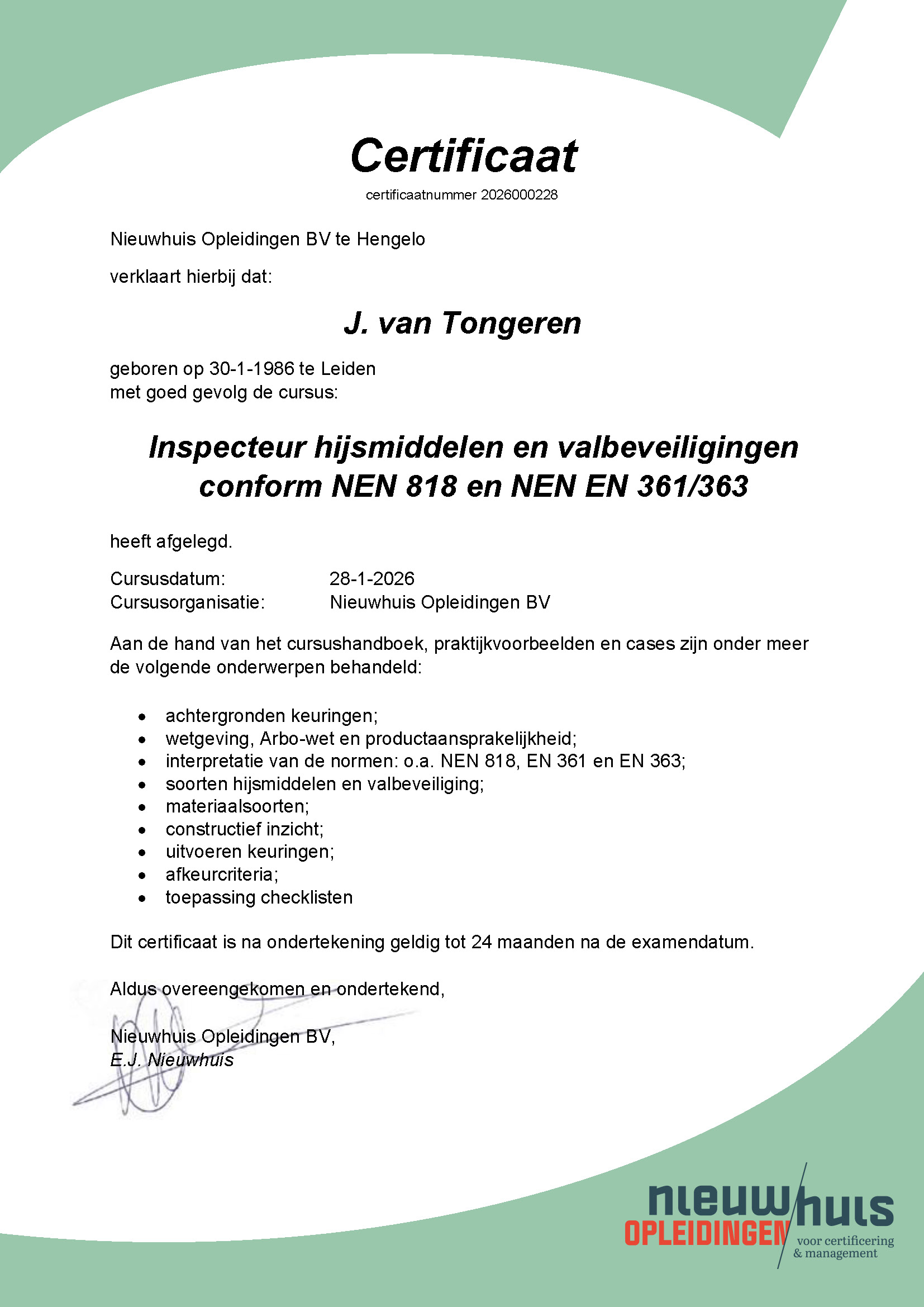 Certificaat inspecteur-hijsmiddelen-en-valbeveiligingen Certificaat inspecteur-hijsmiddelen-en-valbeveiligingen