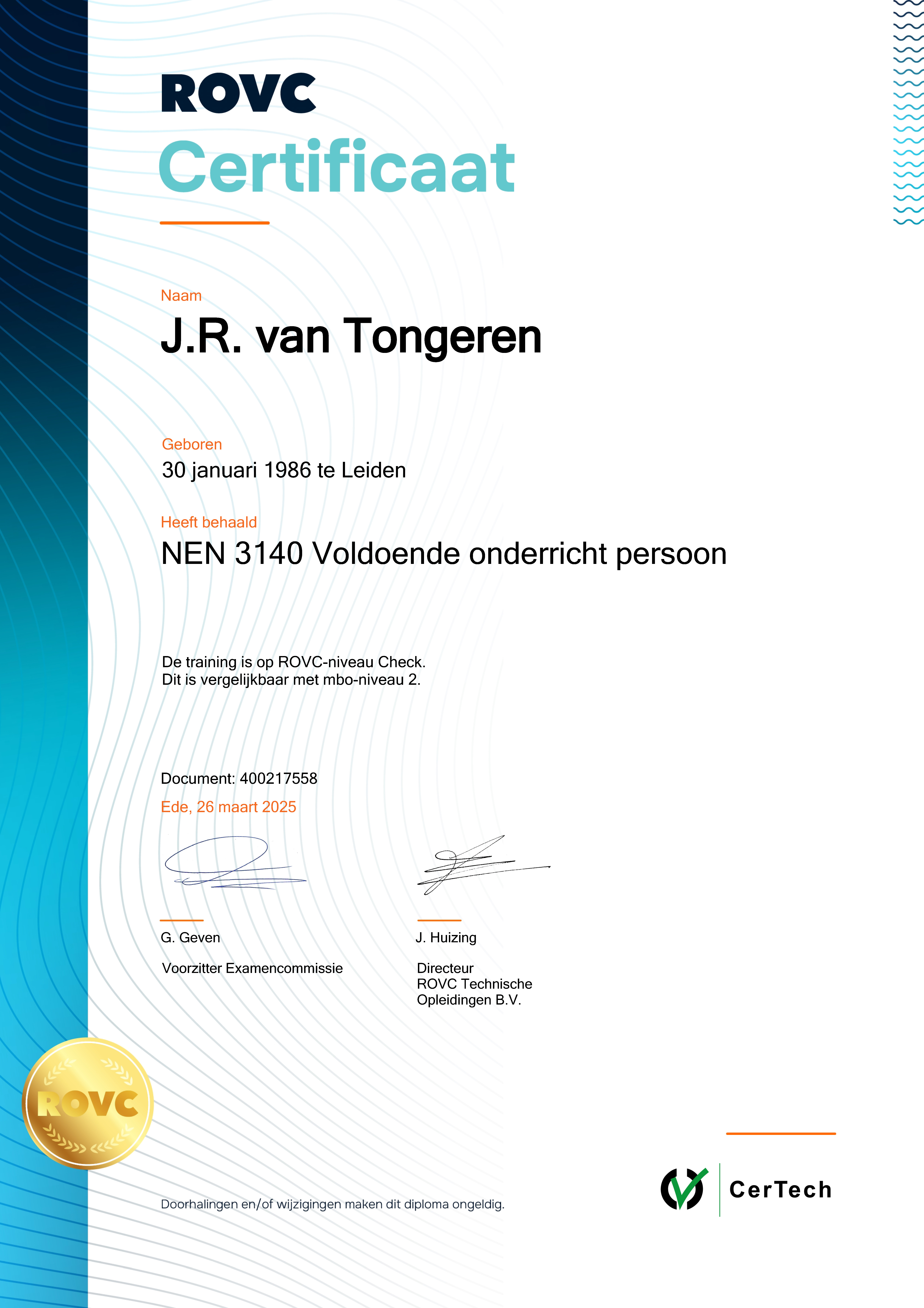 Certificaat Nen-3140-vop Certificaat Nen-3140-vop